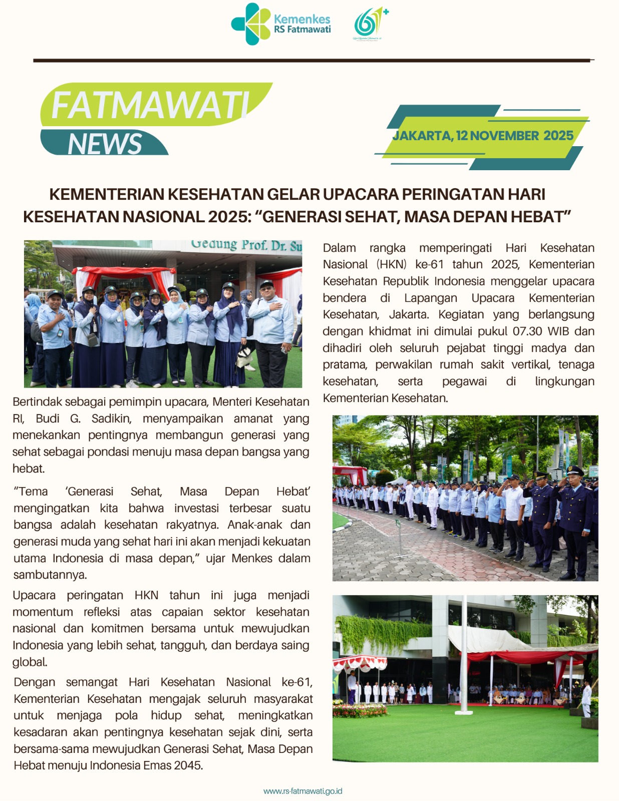 Upacara Peringatan Hari Kesehatan Nasional ke-61 tahun 2025. 