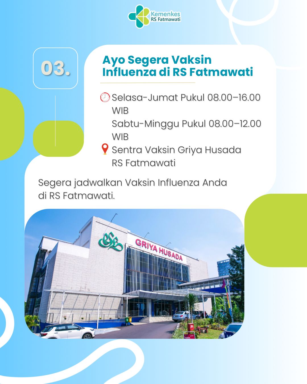 Vaksin Influenza di Sentra Vaksin Griya Husada RSUP Fatmawati